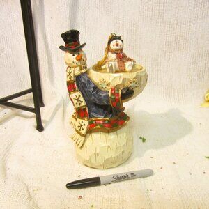 SNOWMAN DECOR, 1 CANDLE HOLDER, 1 ORNAMENT BOTH CUTE